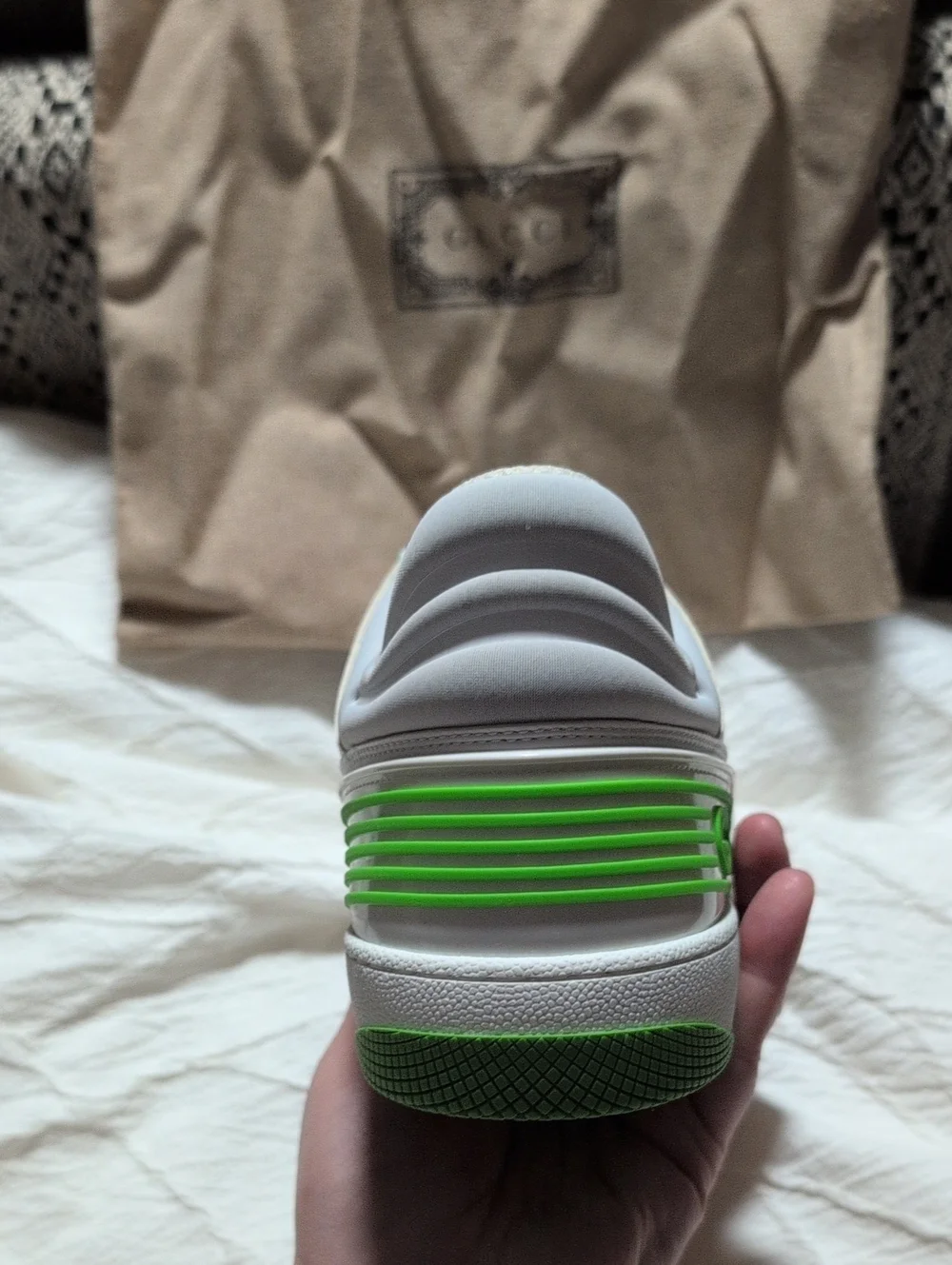 Gucci Basket Low Sneaker RIGHT SHOE ONLY White Green Demetra Men's 7